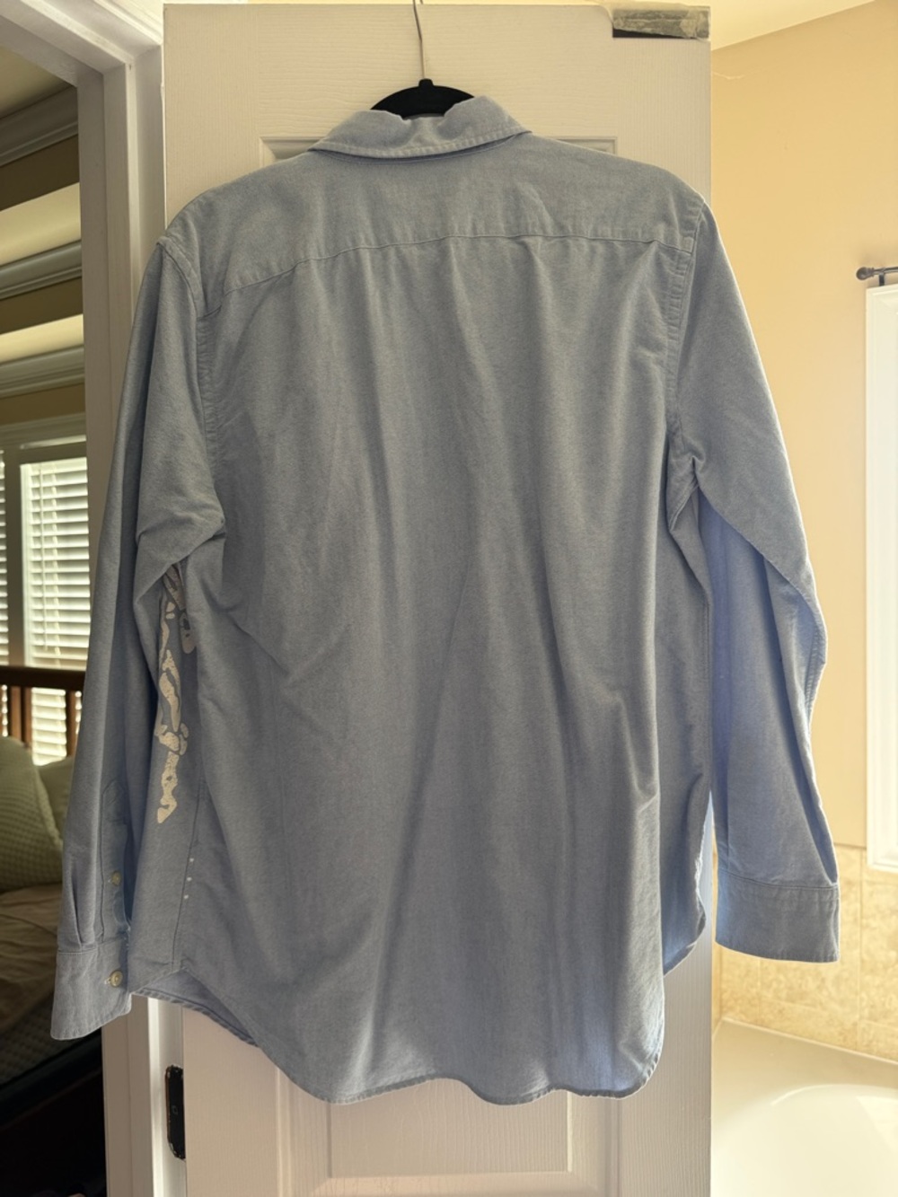 Ralph Lauren Light Blue Button-Down Shirt with Large White Polo Graphic - Picture 2 of 2